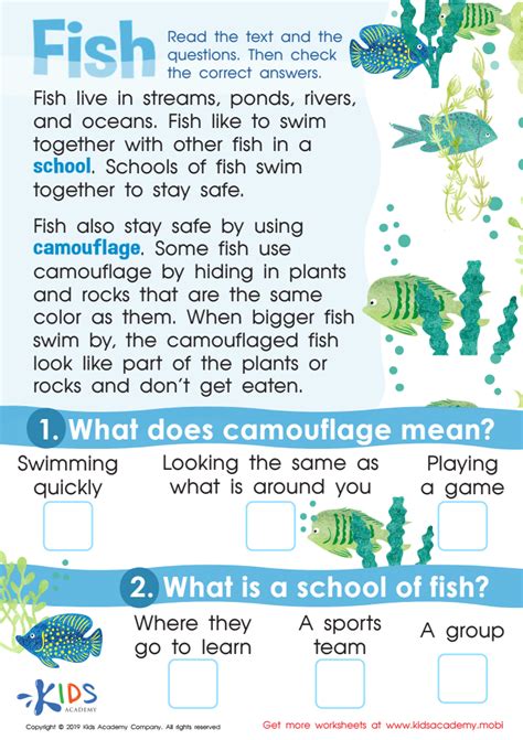 Fish: Quiz & Worksheet for Kids .
